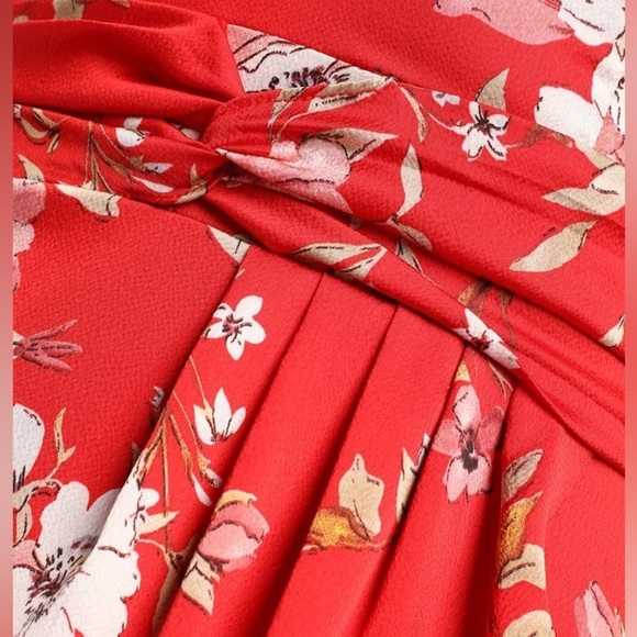 NWOT My Favorite Day Red Floral Print Tulip Skirt Midi Dress - Picture 9 of 10